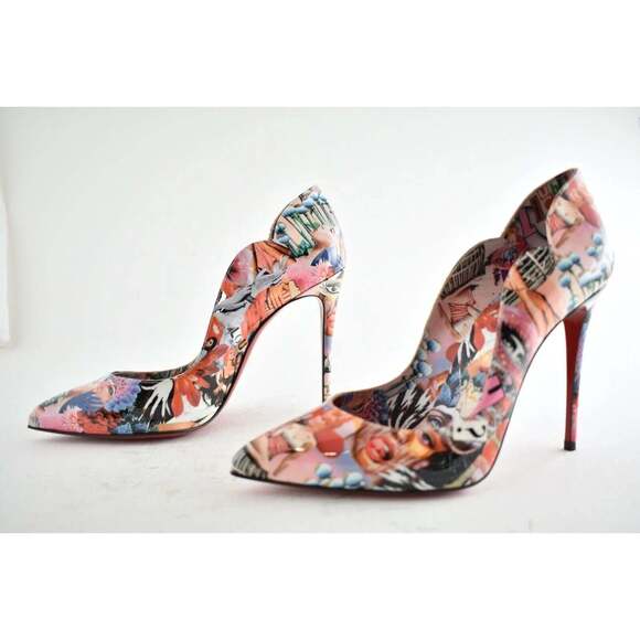 Christian Louboutin Hot Chick 100 Patent CH Xtian Black Red Blue Heel Pump 41 - Picture 9 of 11